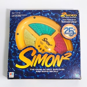 Vintage Simon 2 Says Milton Bradley MB Double Sided Electronic Memory Game Toy Tested Yellow 1999 90s