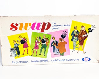 Vintage 1965 Swap Board Game by Ideal 100% Complete 1960s 60s Memory Game