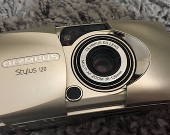 Vintage Olympus Stylus 120 Zoom 35mm Point and Shoot Film Camera Tested Mju Epic Silver Small Portable