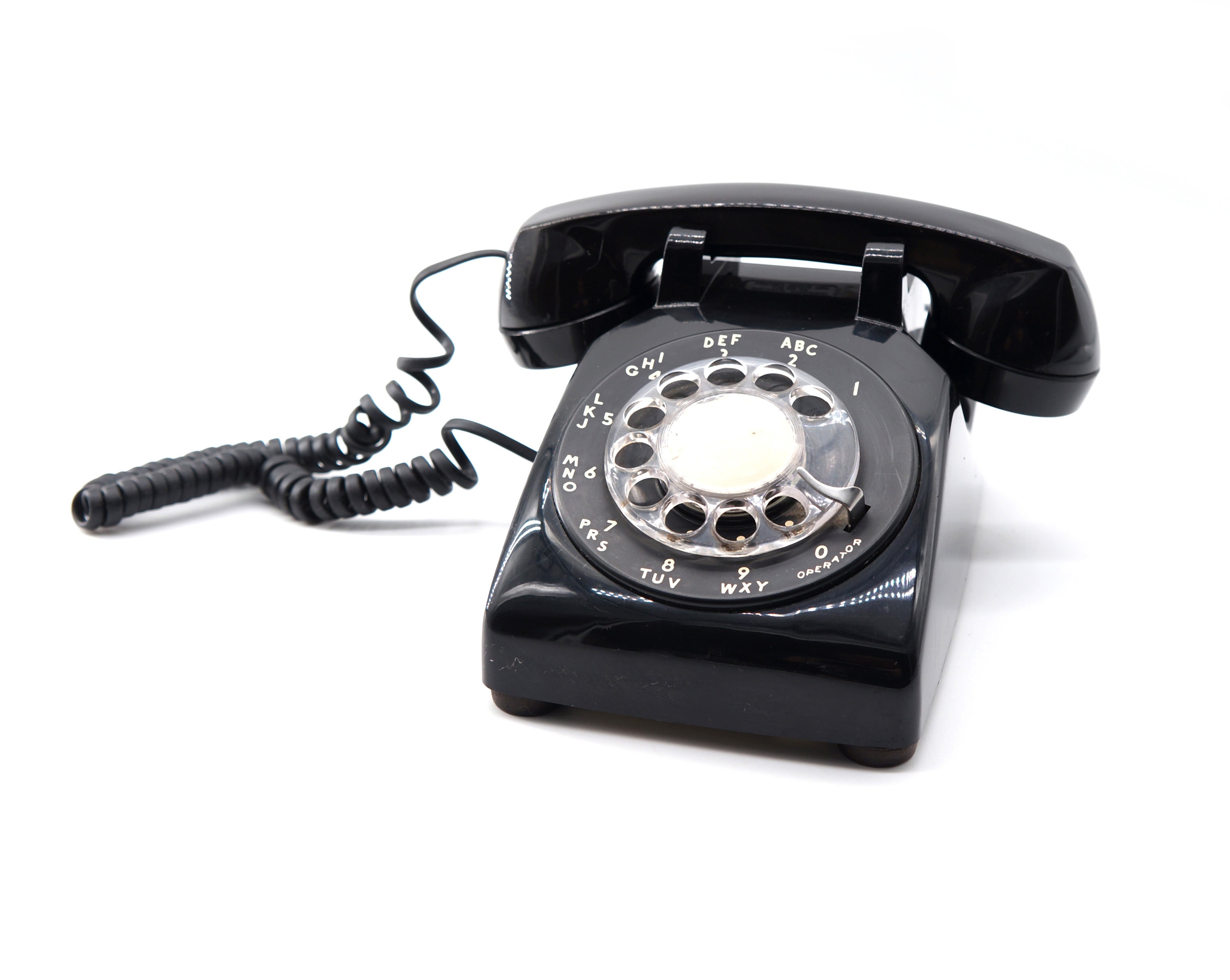 Vintage Mid Century Bell System Dark 500 Black Rotary Desk Phone