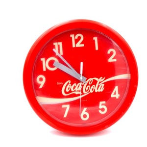 Vintage 14&quot; Coca Cola Coke Red Wall Clock Tested Works Coke Advertising  80s 1980s