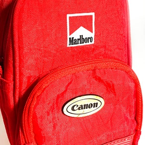 Vintage 1980s Canon Marlboro Camera Bag Nylon Camera Carrying Case with Strap Festival Bag 1980s 80s Point and Shoot Photography Photo image 2