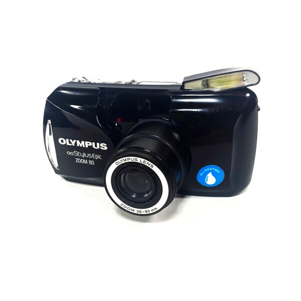 Vintage Olympus Stylus Epic 80 Black 35mm Point and Shoot Film Camera Tested All Weather Zoom Mju