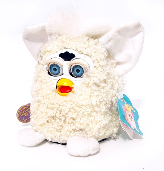Vintage Curly Lamb Cream Furby Babies 1999 With Blue Eyes