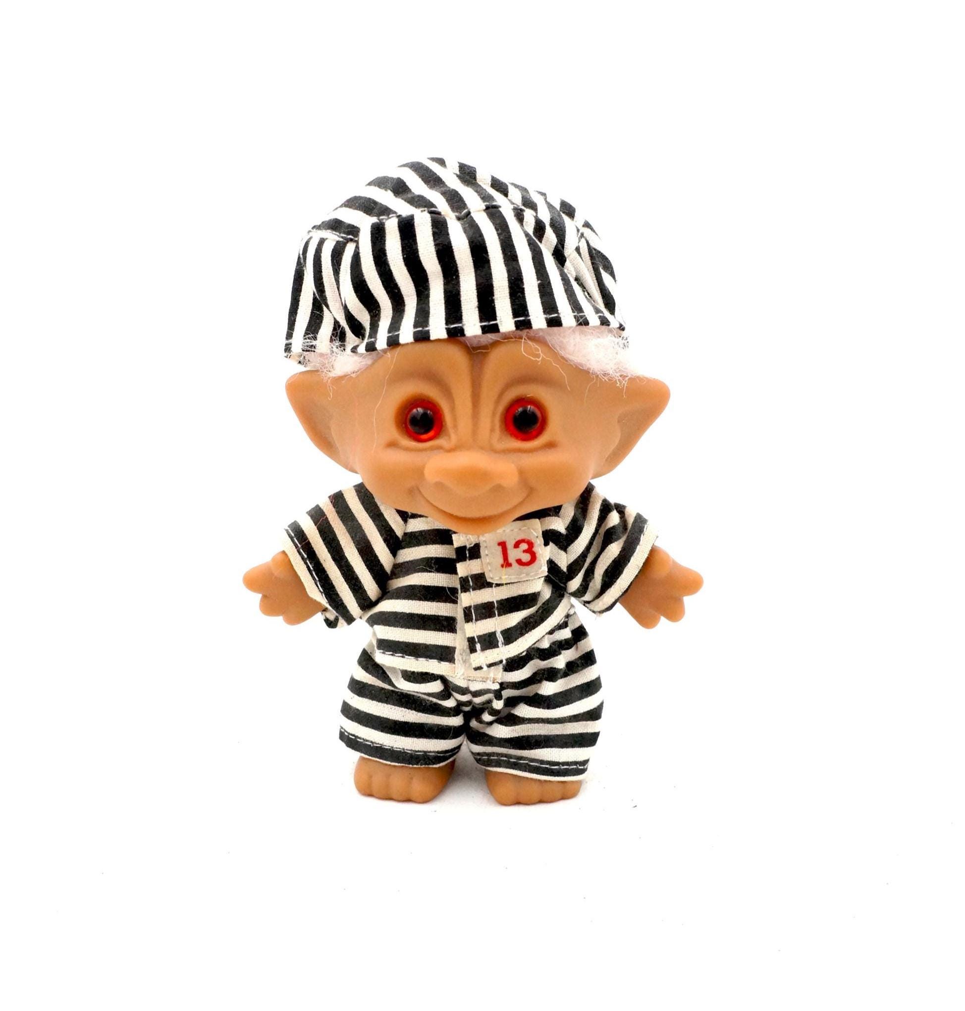 Vintage 1990s Russ Jailbird Troll Doll Prisoner Troll With Striped