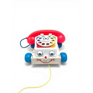 Vintage 1992 Fisher-Price Chatter Telephone #2063 - Confetti Base Pull Toy