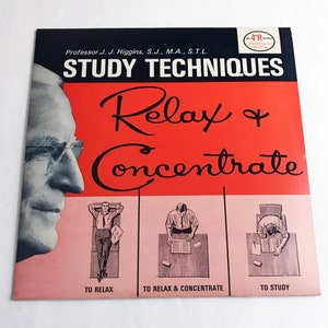 Vintage J.J. Higgins Study Techniques Relax & Concentrate LP Record Weird Vinyl Album 12&quot; Near Mint Spoken Word
