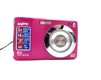 Vintage Sanyo VPC-51415 14MP Pink Digital Camera Digi Zoom AF Point Shoot Camera Tested Works Autofocus Y2k Megapixels Digicam
