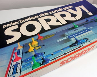 Vintage 80s Sorry Board Game by Parker Brothers Complete 1980s Toys Games