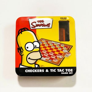Vintage The Simpsons Tic Tac Toe Game in Collectible Tin Board Game Homer Bart 100% Complete In Box Excellent Duff