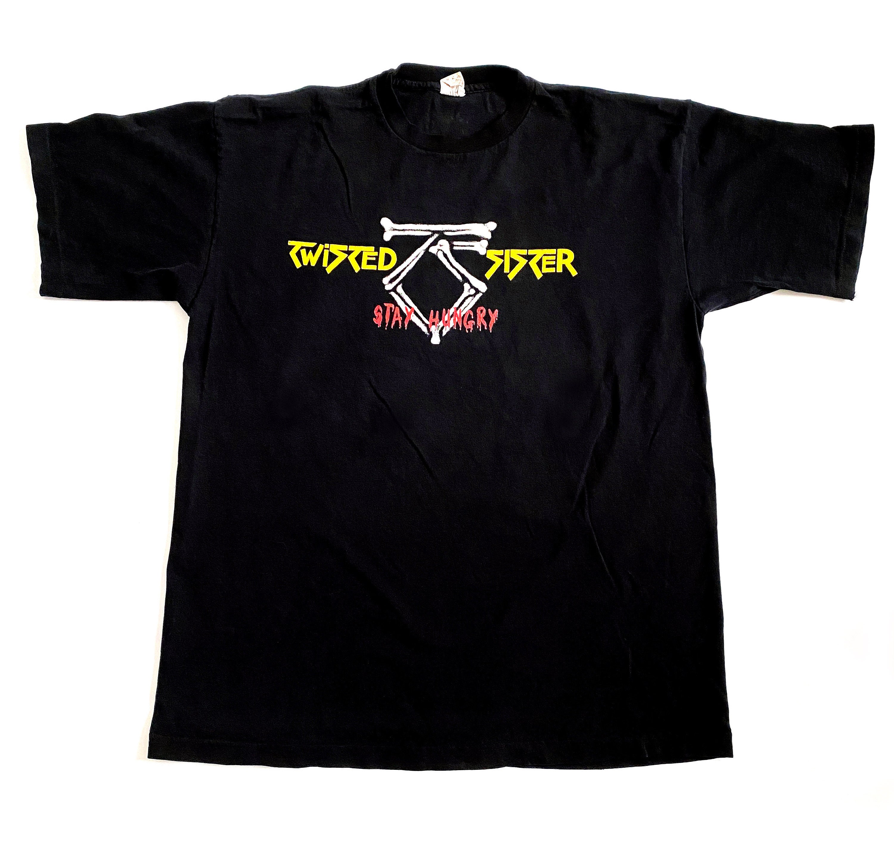 Vtg Twisted Sister Stay Hungry I Wanna Rock T-shirt Black Size XL