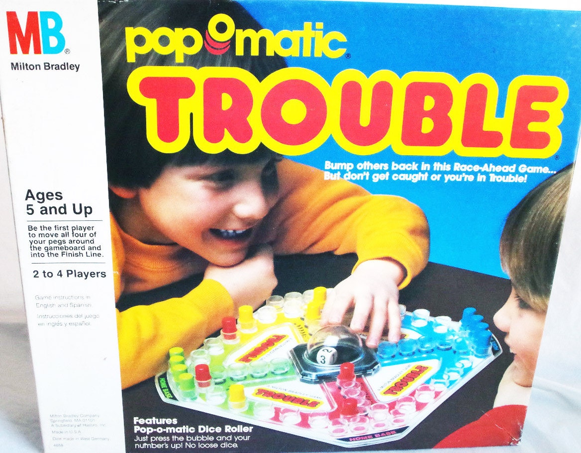 Vintage Pop O Matic Trouble 1986 Milton Bradley #4658 Board Game