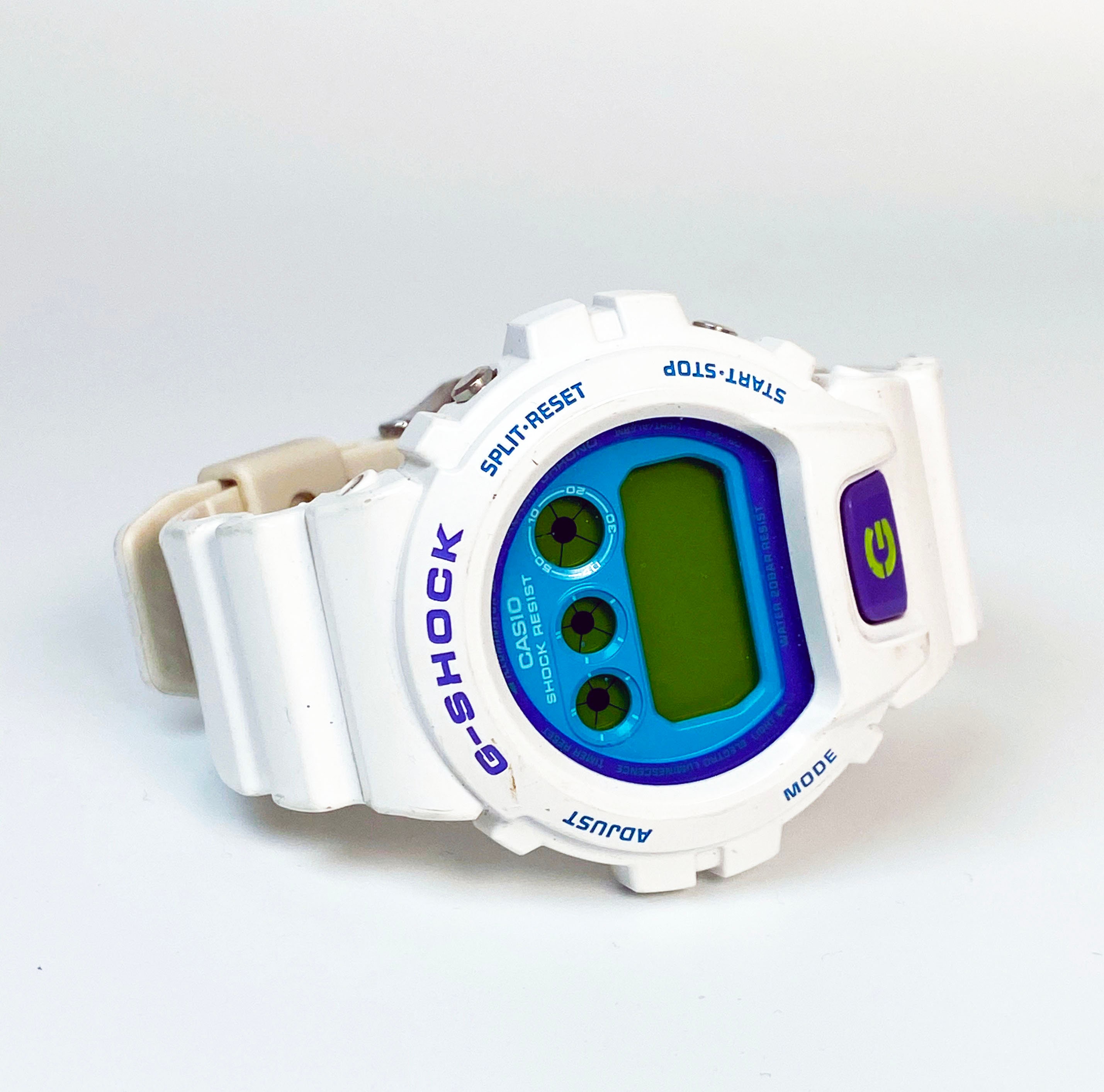 Vintage Celebrity Owned Casio G-shock White Turquoise Purple Mens