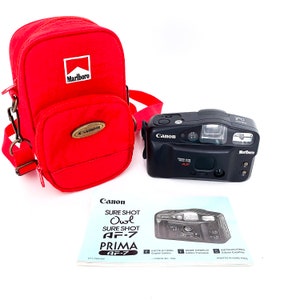 Vintage Canon Sure Shot Owl Marlboro Tested Works Sureshot 35mm Film Point and Shoot Film Camera 90s 1990s Canon Snappy