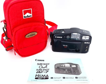 Vintage Canon Sure Shot Owl Marlboro Tested Works Sureshot 35mm Film Point and Shoot Film Camera 90s 1990s Canon Snappy