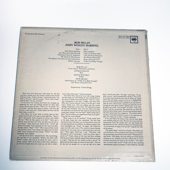 Bob Dylan John Wesley Harding Vinyl LP Record Album Columbia 60s