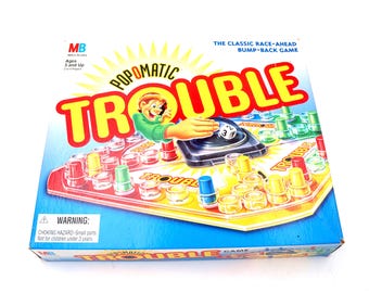 Vintage Pop O Matic Trouble 1990s Hasbro Board Game Complete Pop-O-Matic 100% Complete