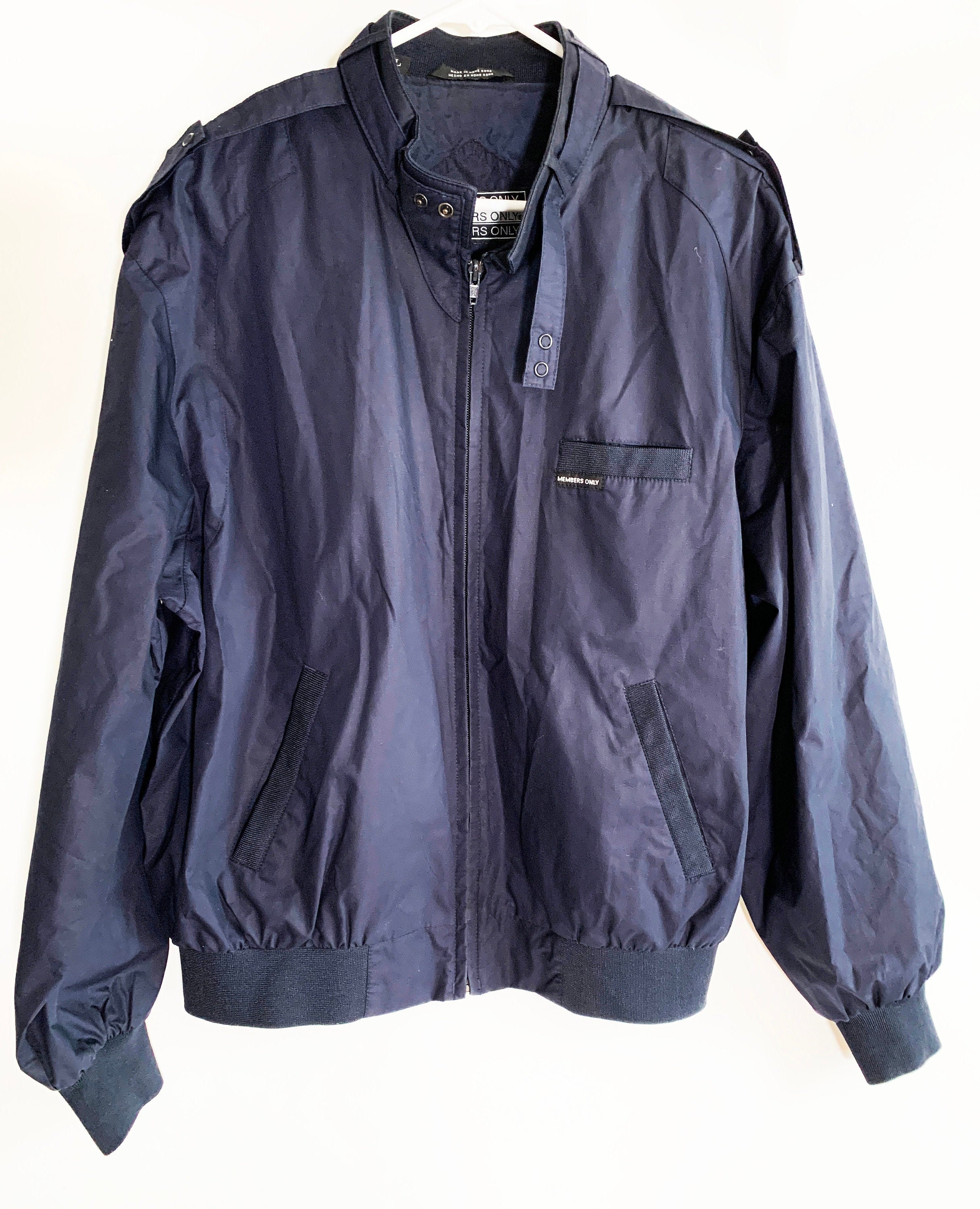 Vintage Members Only Mens Full Zip Cafe Racer Navy Blue Coat 