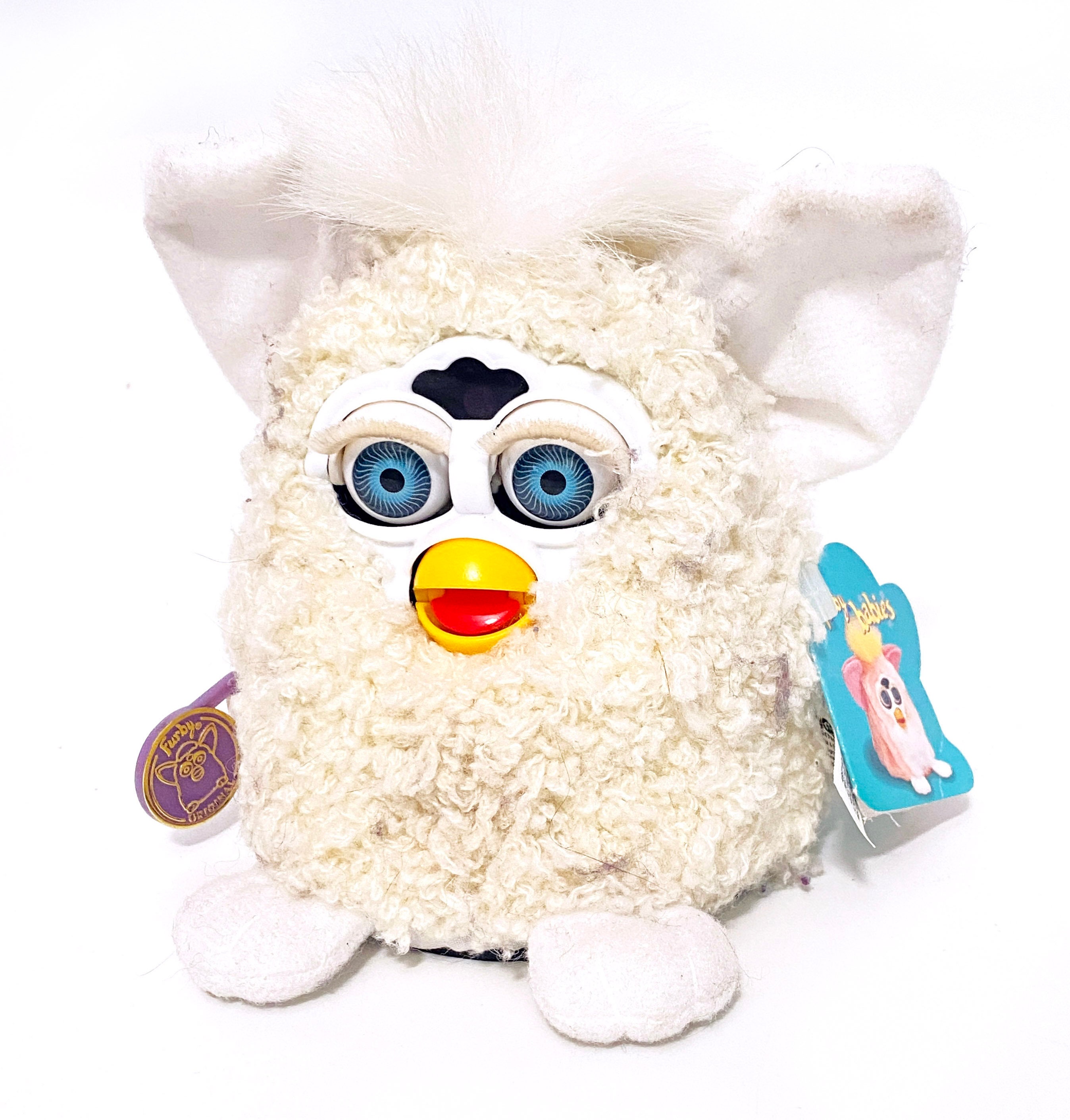 Vintage Curly Lamb Cream Furby Babies 1999 With Blue Eyes 1990s
