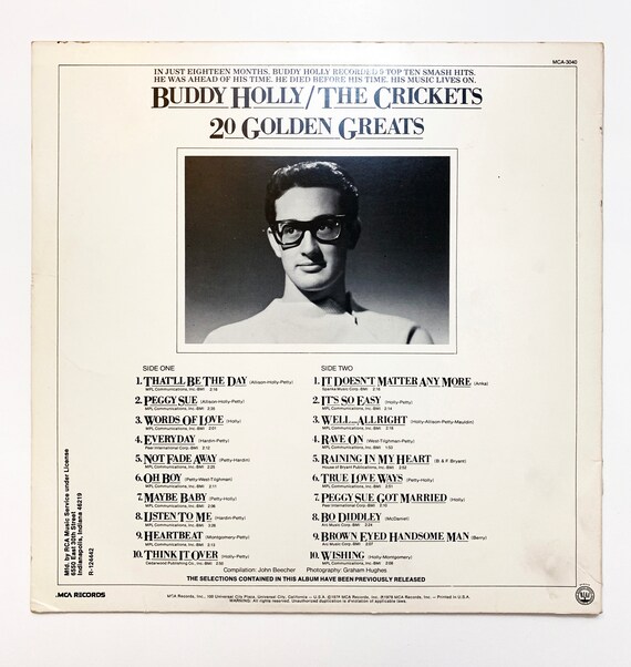 Vintage Buddy Holly Lives the Crickets LP Record Vinyl Album 12
