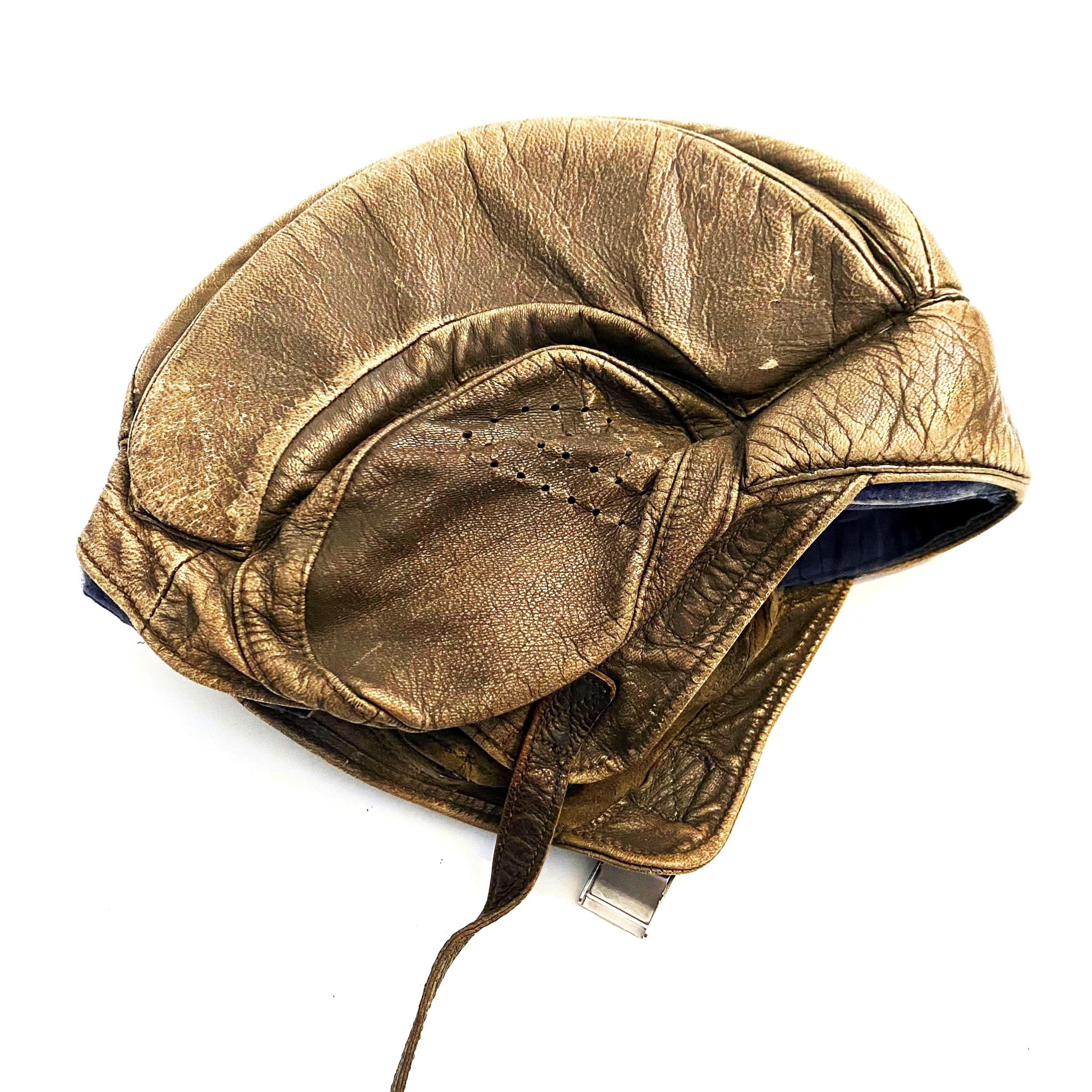 Vintage Genuine Swiss Military Leather Tankers Helmet Cold War Era