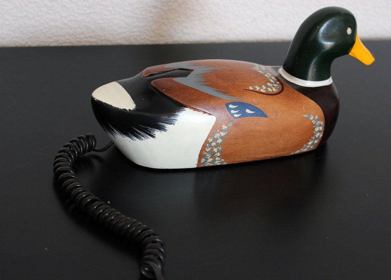 Vintage Wooden Quacking Mallard Duck Telephone Phone Hand Etsy