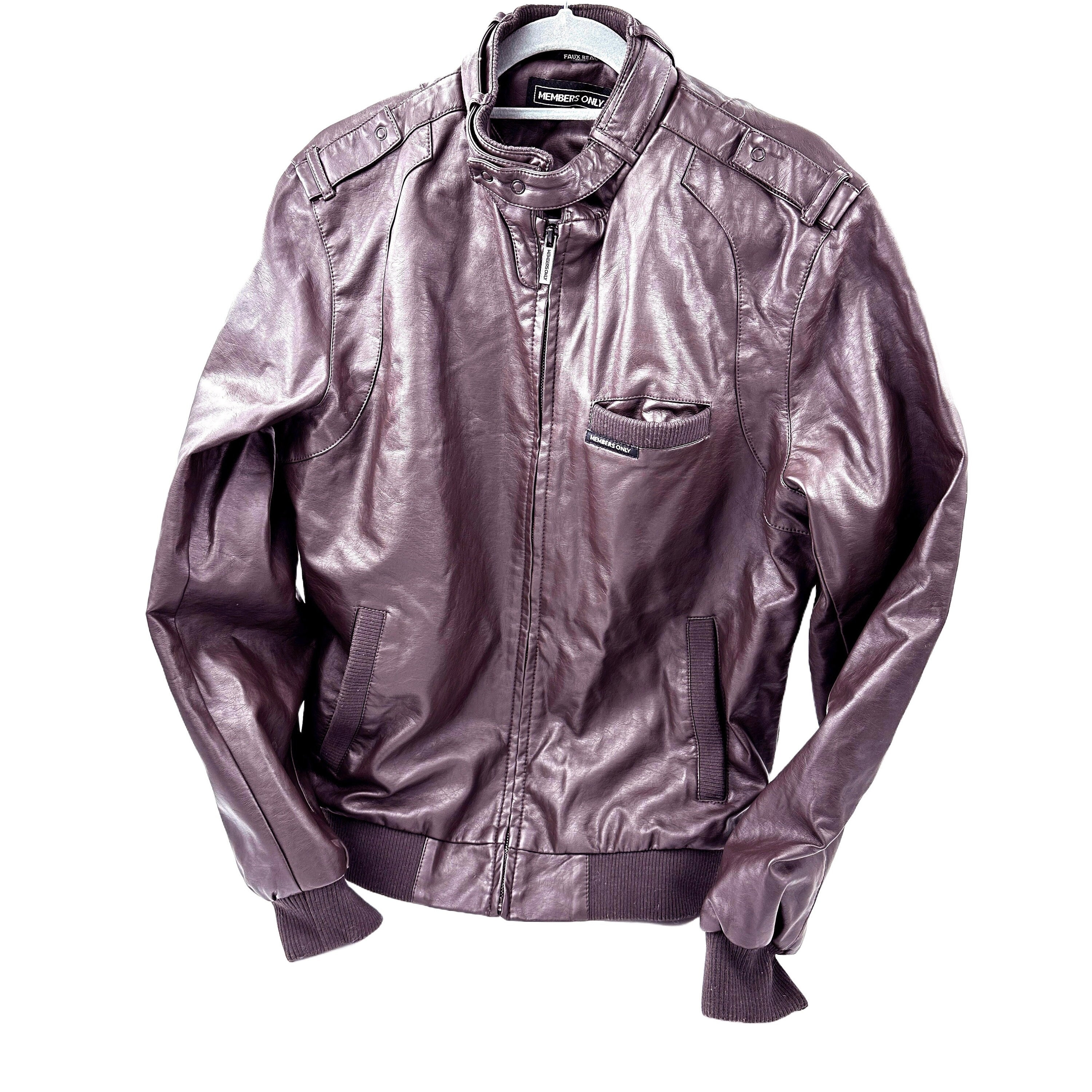 Members Only Faux Leather Bomber Mens Full Zip Cafe Racer Members Only Faux Leather Bomber Mens Full Zip Cafe Racer