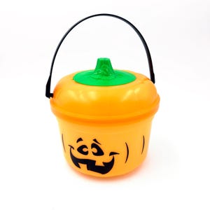 Vintage 1980s McDonald&#39;s Happy Meal Halloween Bucket Orange Jack O&#39; Lantern 80s Toys 90s