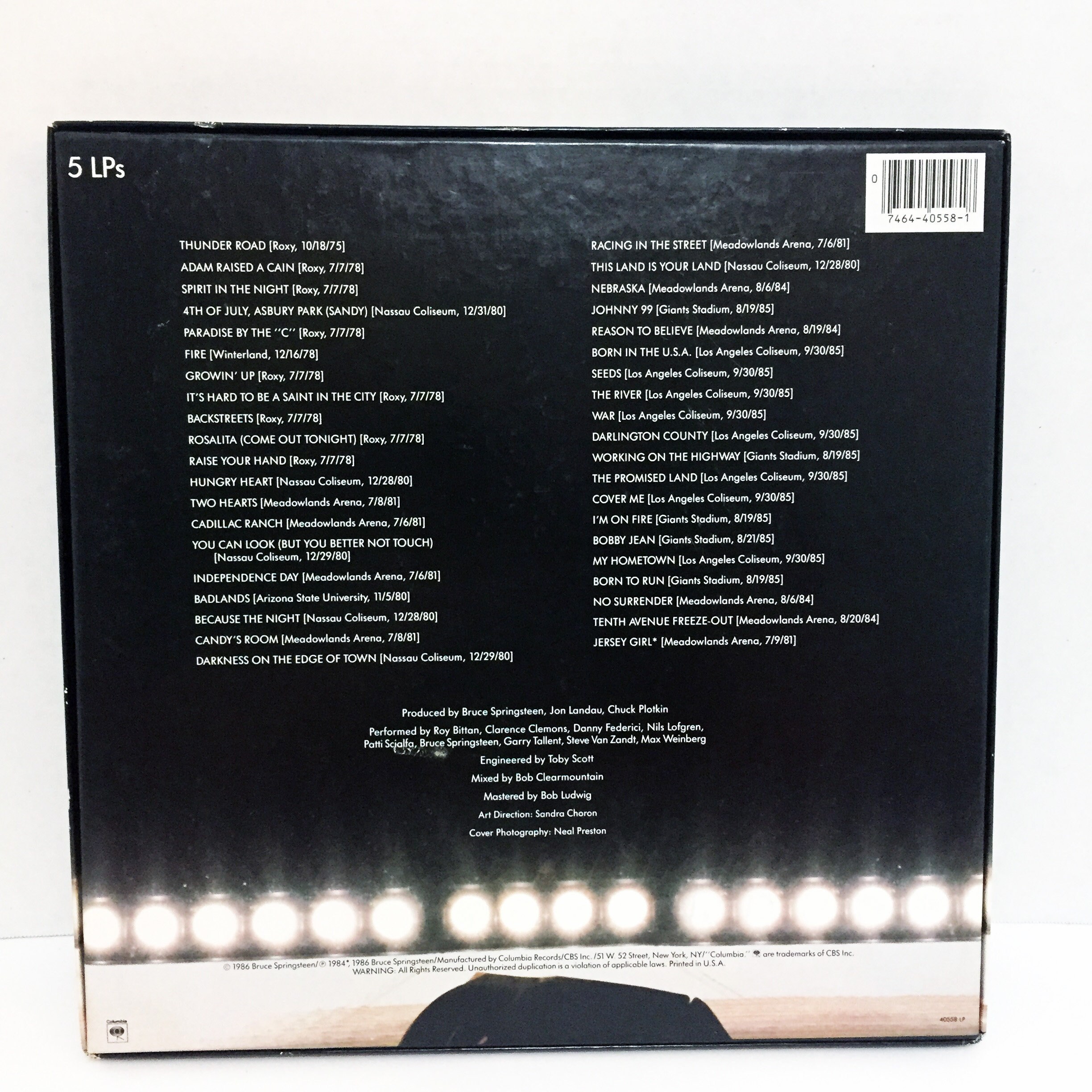 Vintage Bruce Springsteen Live 5 LP Box Set 1975-85 Vinyl LP