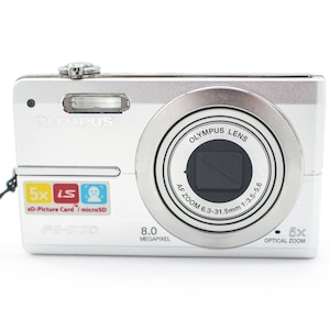 Vintage Olympus FE-370 8MP Silver Digital Camera Digi Zoom AF Point Shoot Camera Tested Works Autofocus Y2k Megapixels Digicam