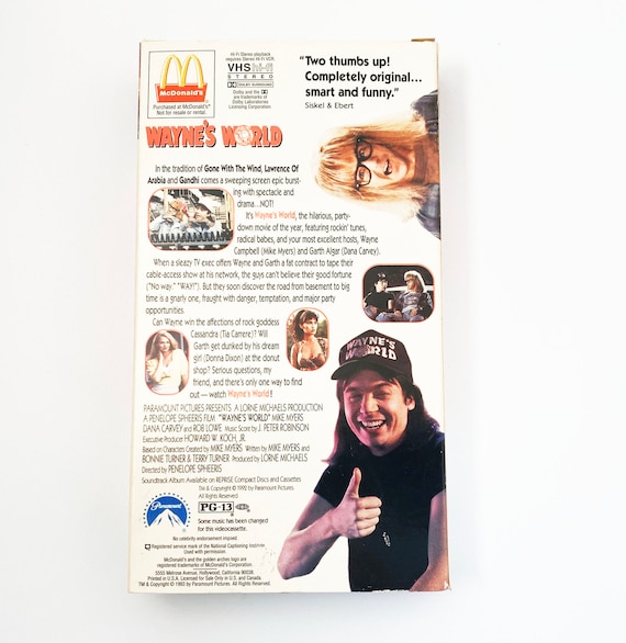 Vintage Waynes World 1 VHS Tape Staring Mike Myers Dana Carvey VCR