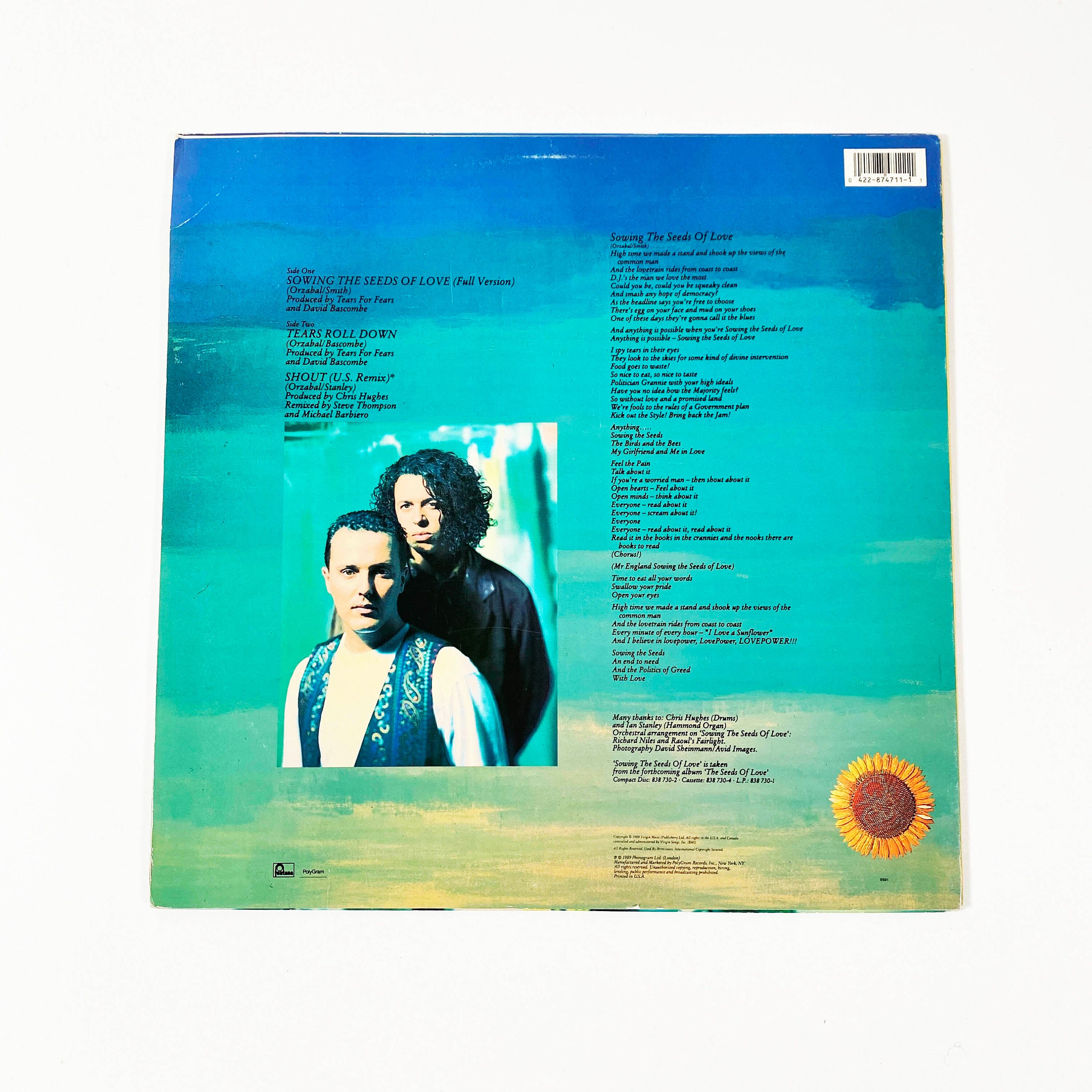 Vintage Tears for Fears Sowing the Seeds of Love Vinyl Record LP