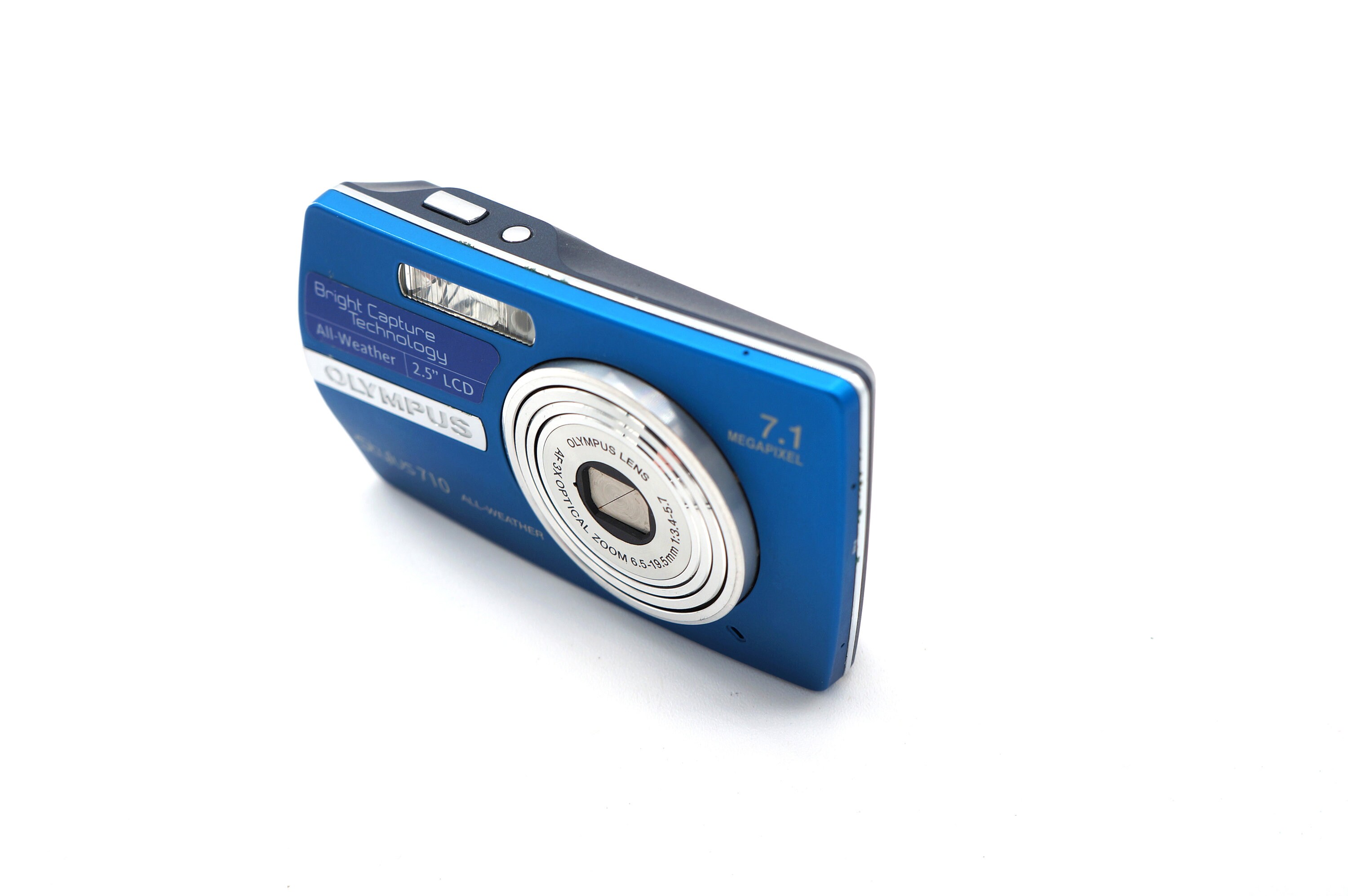 Vintage Olympus Stylus 710 7MP Blue Slim Digital Camera Digi Zoom 