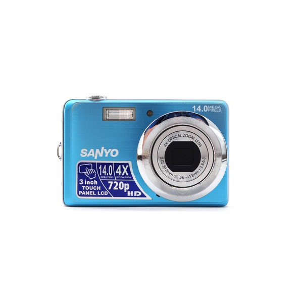 Vintage Sanyo VPC-E1500TP 14MP Blue Digital Camera Digi Zoom AF Point Shoot Camera Tested Works Autofocus Y2k Megapixels Digicam