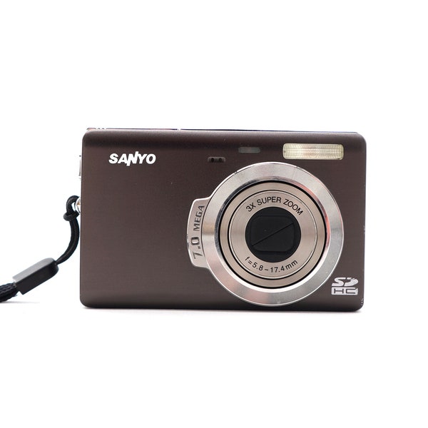 Vintage Sanyo X-1400 7MP Brown Digital Camera Digi Zoom AF Point Shoot Camera Tested Works Autofocus Y2k Megapixels Digicam