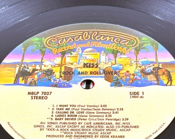 Vintage 1976 Kiss Rock and Roll Over Record LP Album Vinyl