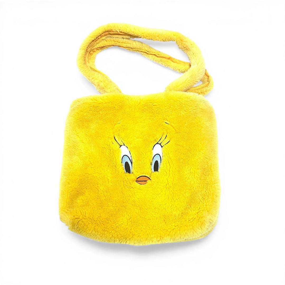 Vintage Warner Bros Studio Store Tweety Bird Plush Faux Fur Tote