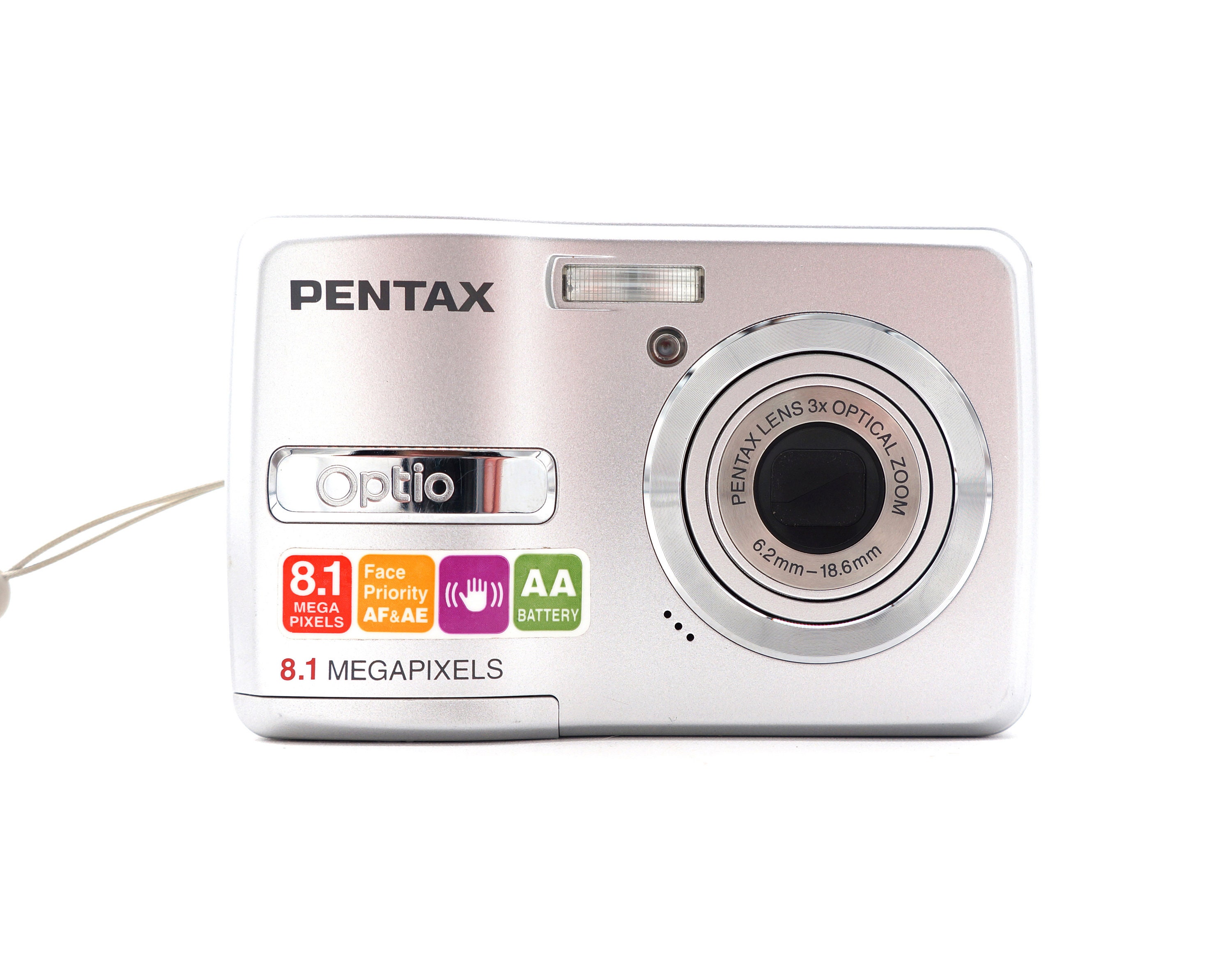 Vintage Pentax Optio E40 8MP Silver Digital Camera Digi Zoom Vintage Pentax Optio E40 8MP Silver Digital Camera Digi Zoom