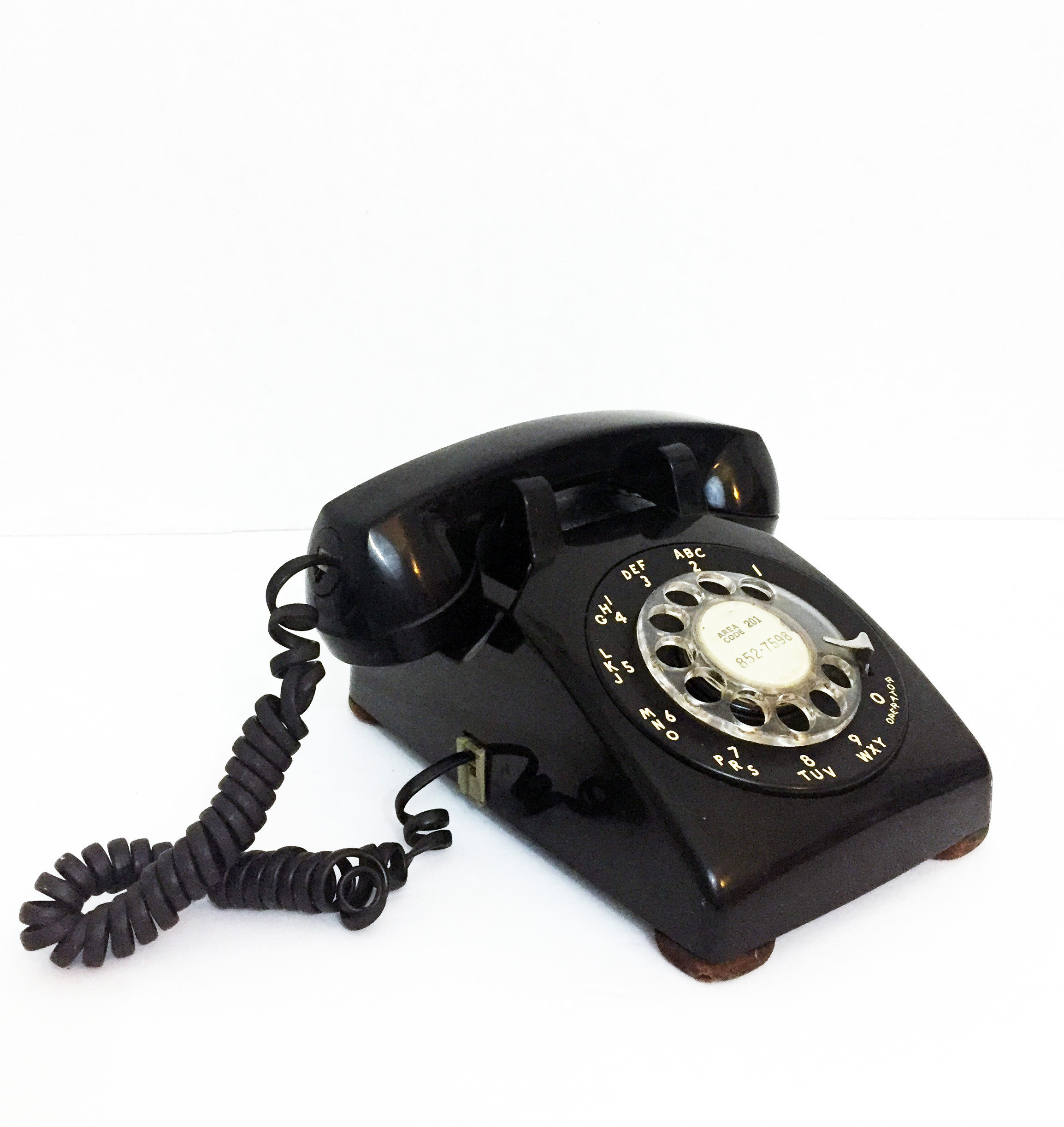 Vintage Mid Century Bell System Dark Black Rotary Desk Phone