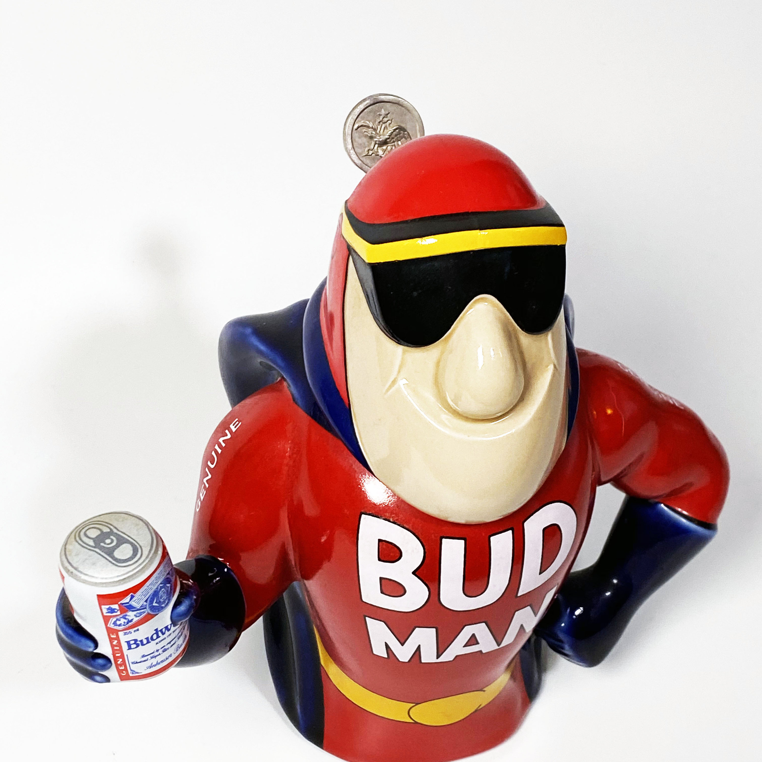 Vintage 1993 Bud Man With Can Beer Stein Mug Budweiser 90s Great