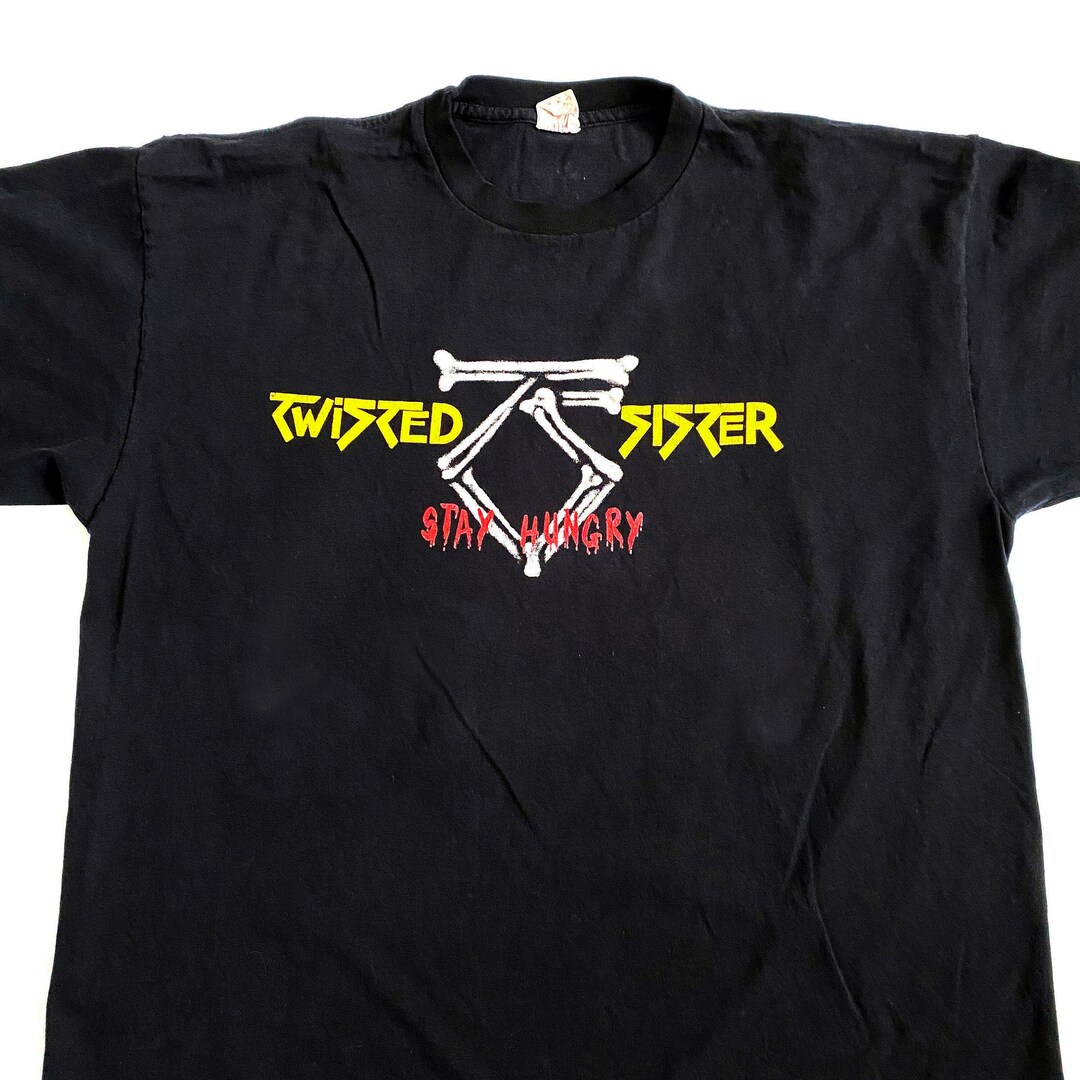 Vtg Twisted Sister Stay Hungry I Wanna Rock T-shirt Black Size XL