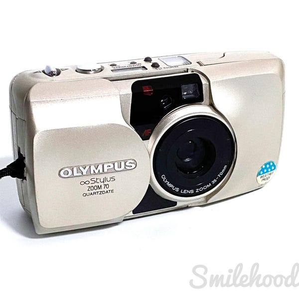 Olympus Stylus 70 Zoom 35mm Point and Shoot Film Camera Tested Works Mju