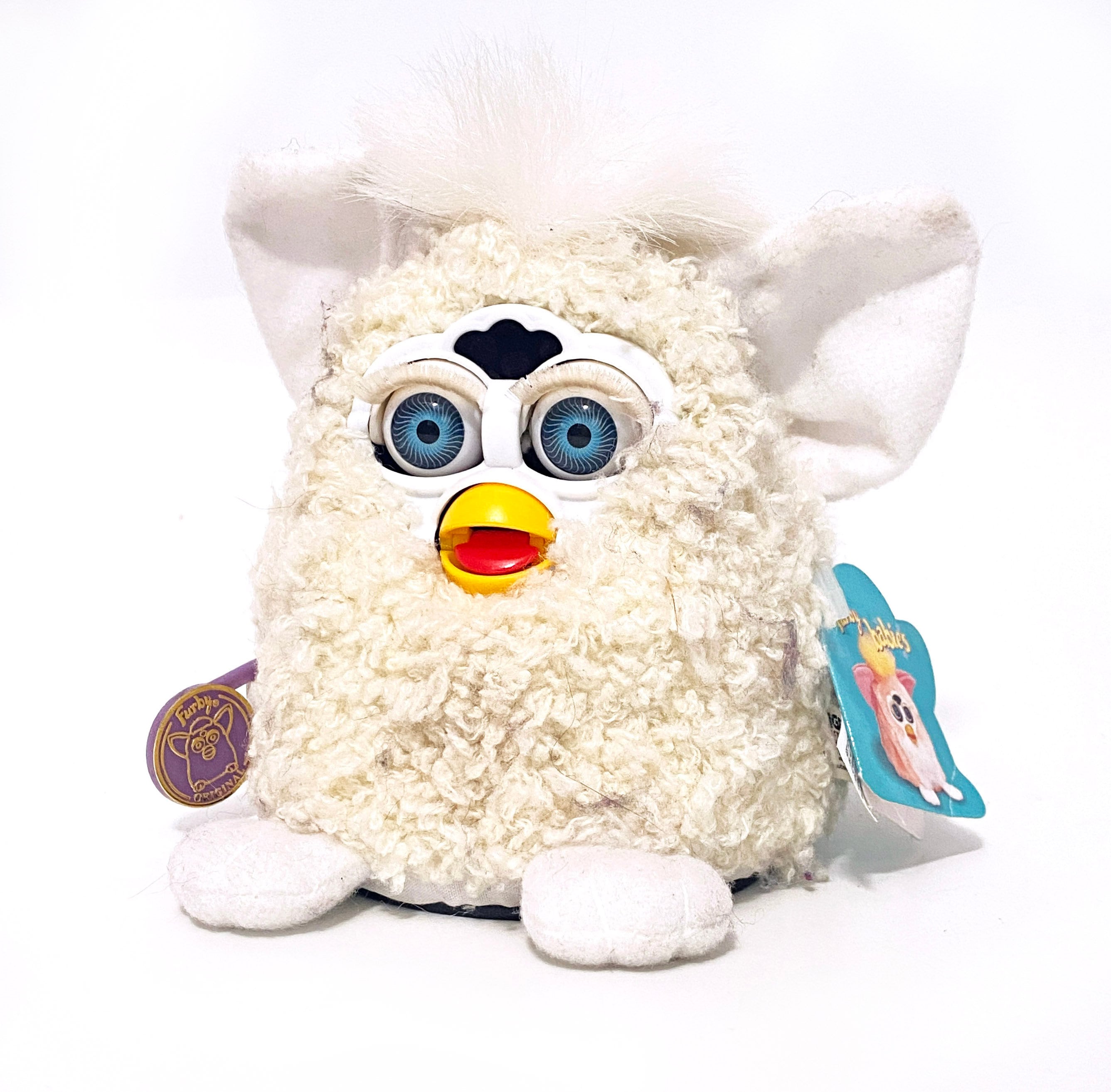 ファービー　Furby ホワイトカラー&ブルーアイ　TOMY Vintage Curly Lamb Cream Furby Babies 1999 With Blue Eyes 1990s