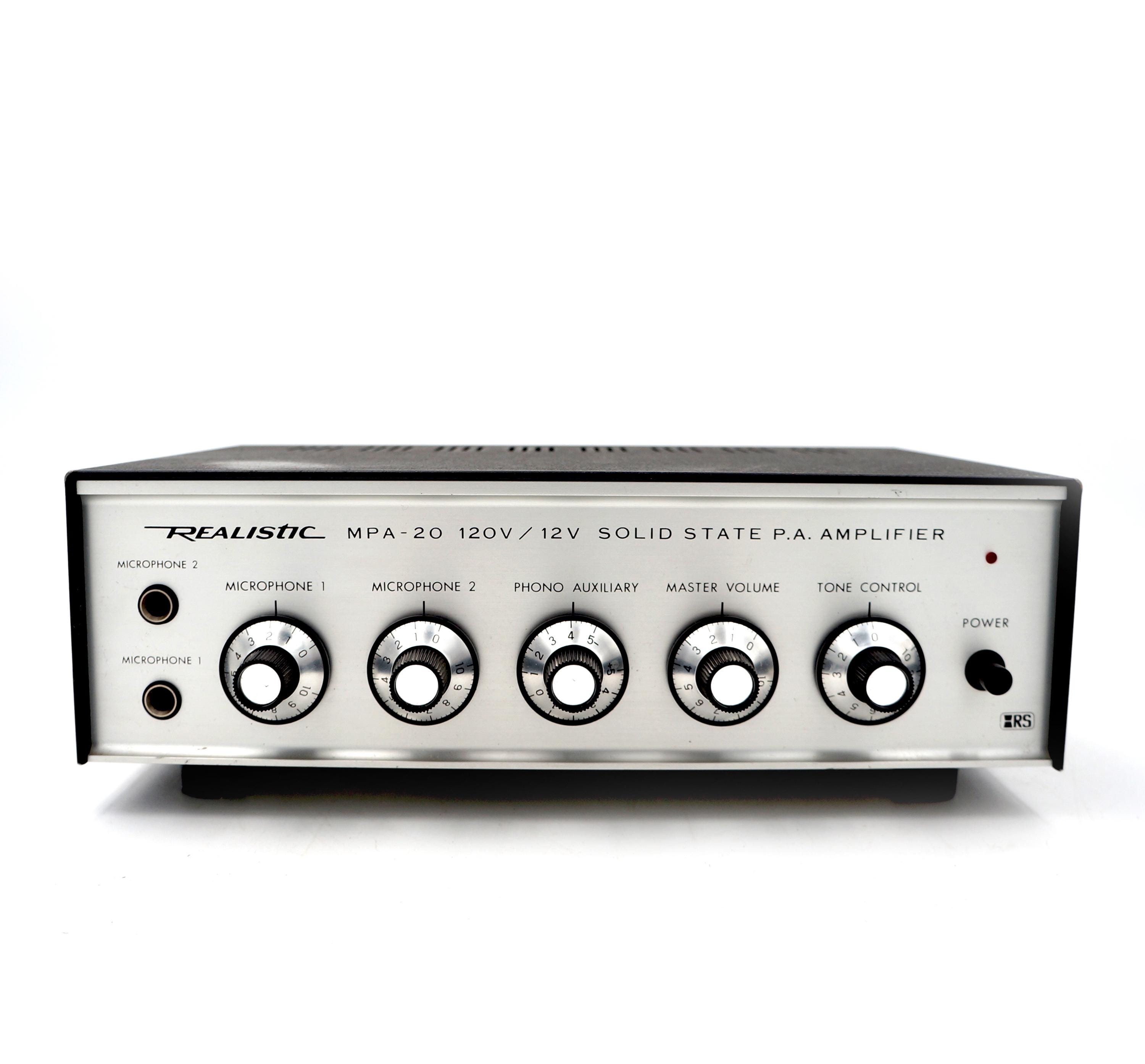 Vintage Realistic MPA-20 Solid State P.A. Amplifier 120V / 12V Mic