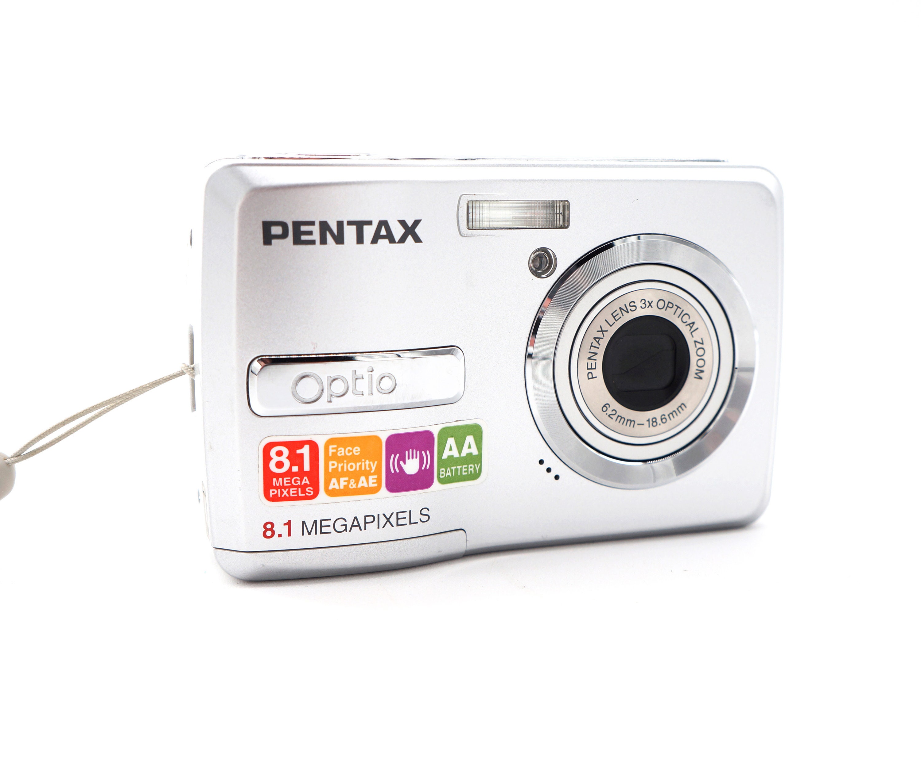 Vintage Pentax Optio E40 8MP Silver Digital Camera Digi Zoom Vintage Pentax Optio E40 8MP Silver Digital Camera Digi Zoom