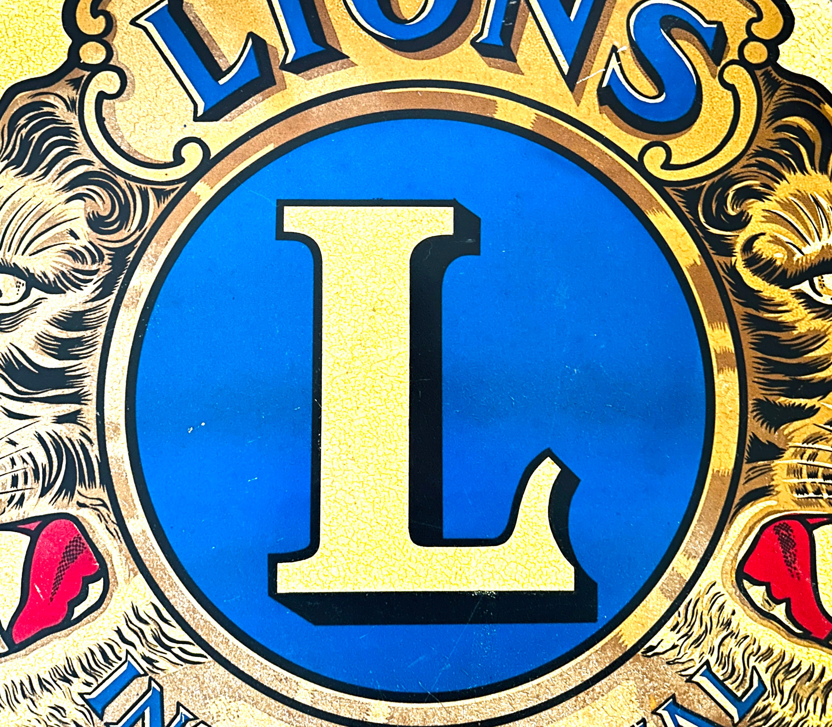 Vintage Lions Club International Banner Flag Farila Sweden Gävleborg Vintage Lions Club International Banner Flag Farila Sweden Gävleborg