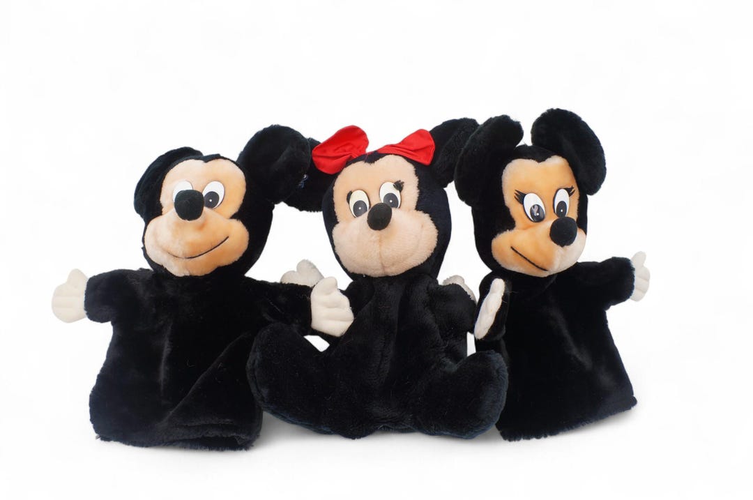 Vintage 1980s Applause Disney Hand Puppet Bundle Mickey & Minnie