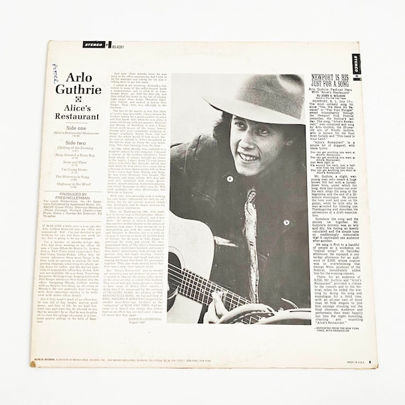 Vintage Original Arlo Guthrie Alices Restaurant Vinyl Record LP