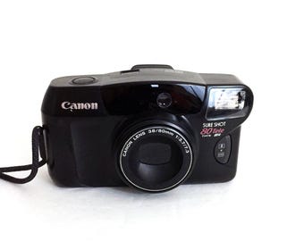 Vintage Canon Sure Shot Tele 80 35mm Point and Shoot Film Camera Tested Works Sureshot Similar to TeleMax