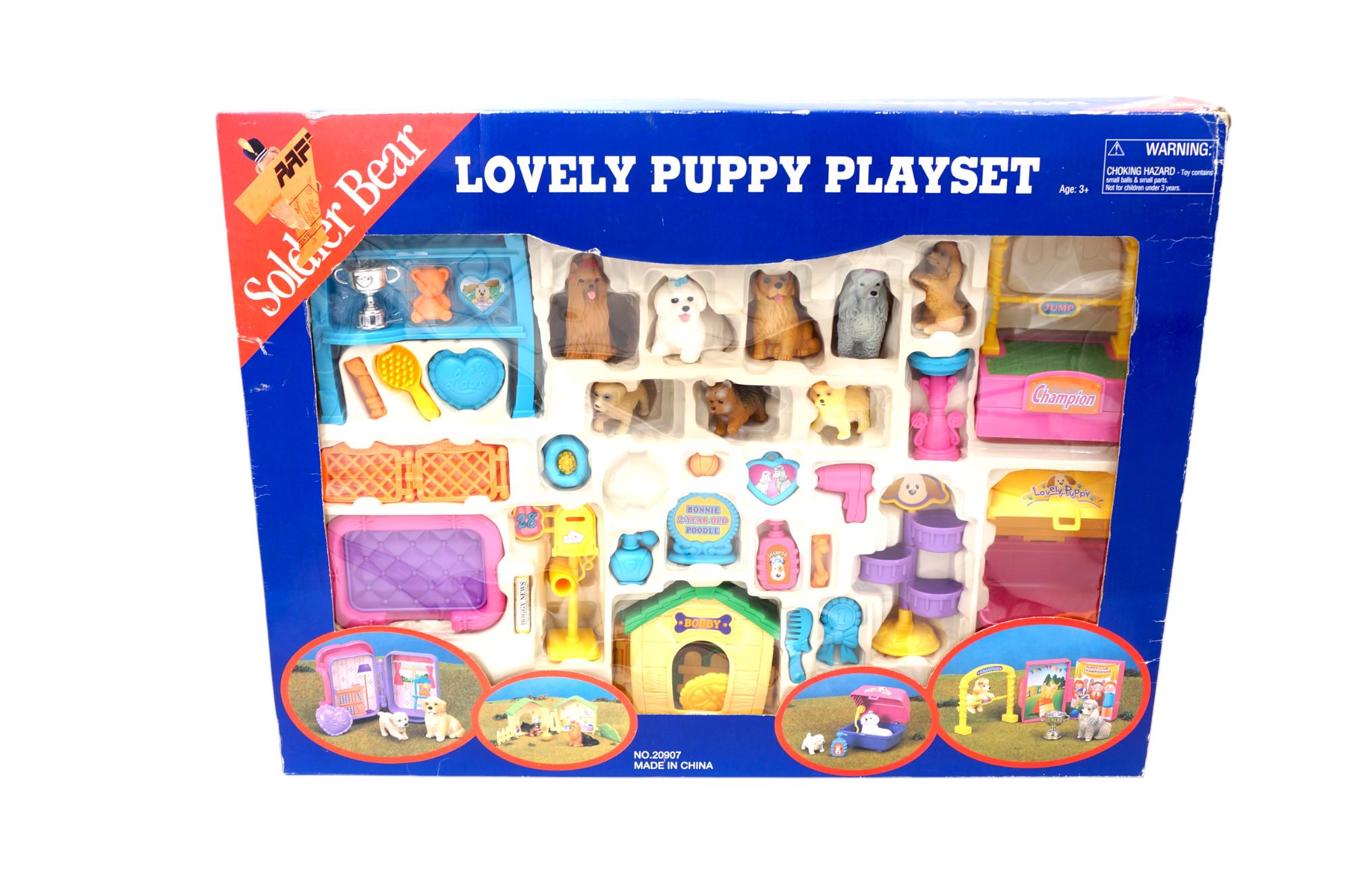 Vintage 1990's Soldier Bear Keenway Lovely Puppy Playset 90s 20907